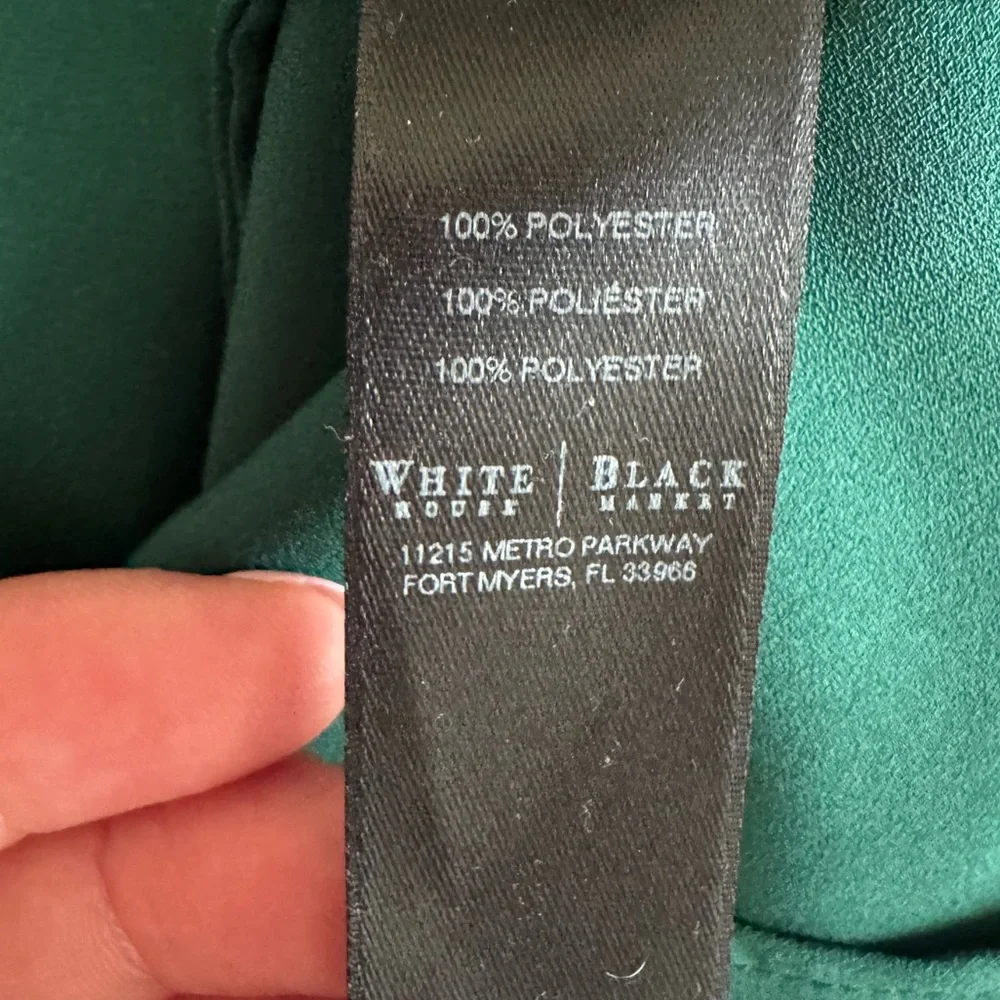 White House Black Market | Dark Green Tie Blouse - Picture 7 of 13